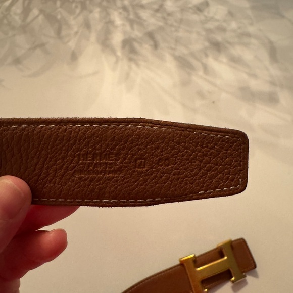 Hermes Brown/Black Leather Belt with Gold Buckle main image 5